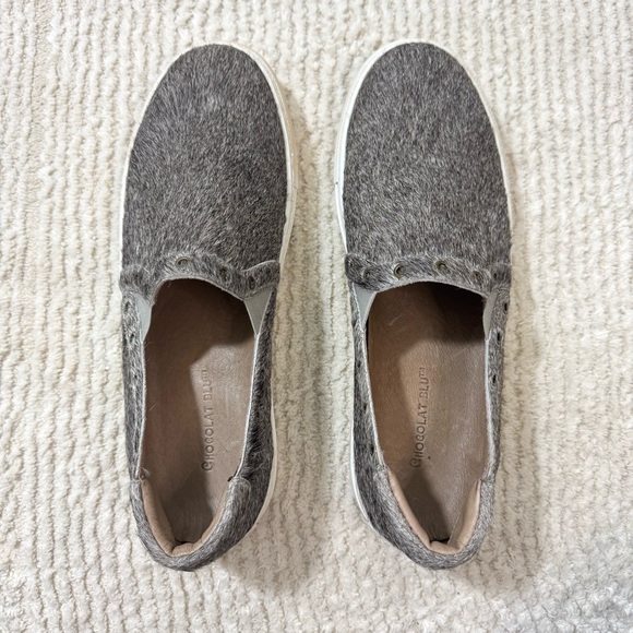 Chocolat Blu Noella Slip On Sneaker Grey Calf Hair Grommet Detail Size 39 US 8 - Picture 3 of 11